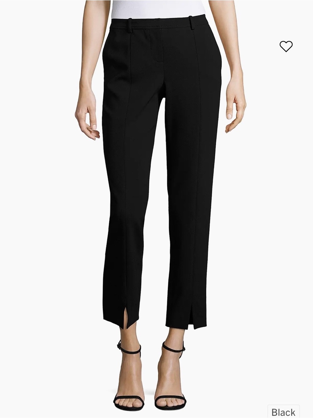 St. John Caviar Jennifer Pleated Straight-Leg Ankle Slit Black Pants Sz 10